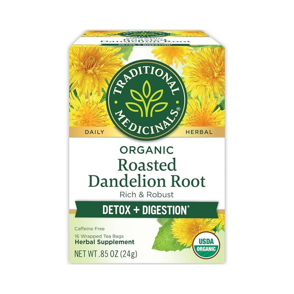 Traditional Medicinals Organic Dandelion Leaf & Root Tea Bag | To Detox & Supports Healthy Digestion | Caffeine Free | Herbal Supplement | 16 Tea Bags (Pack of 1) - Dandelion Leaf & Root /