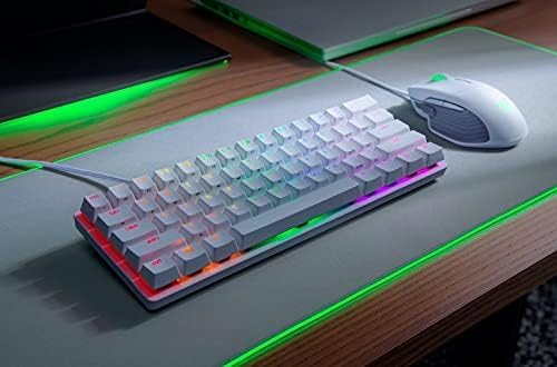 Razer Huntsman Mini 60% Compact Gaming Keyboard: Purple Switch, Clicky Optical-Mechanical Switches, Doubleshot PBT Keycaps, Detachable USB-C Cable, US Layout - Black