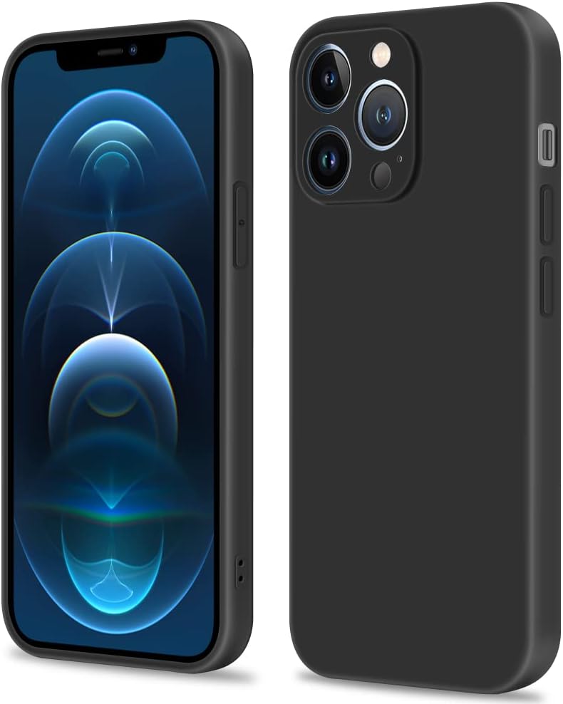 INFOSUN iPhone 15 Pro Case Silicone Protective Cover, Ultra Slim Soft Silicone Gel TPU Cover, Anti-Scratch Anti-Fingerprint Case Compatible with Apple iPhone 15 Pro(6.1Inch) (2023) (Black)