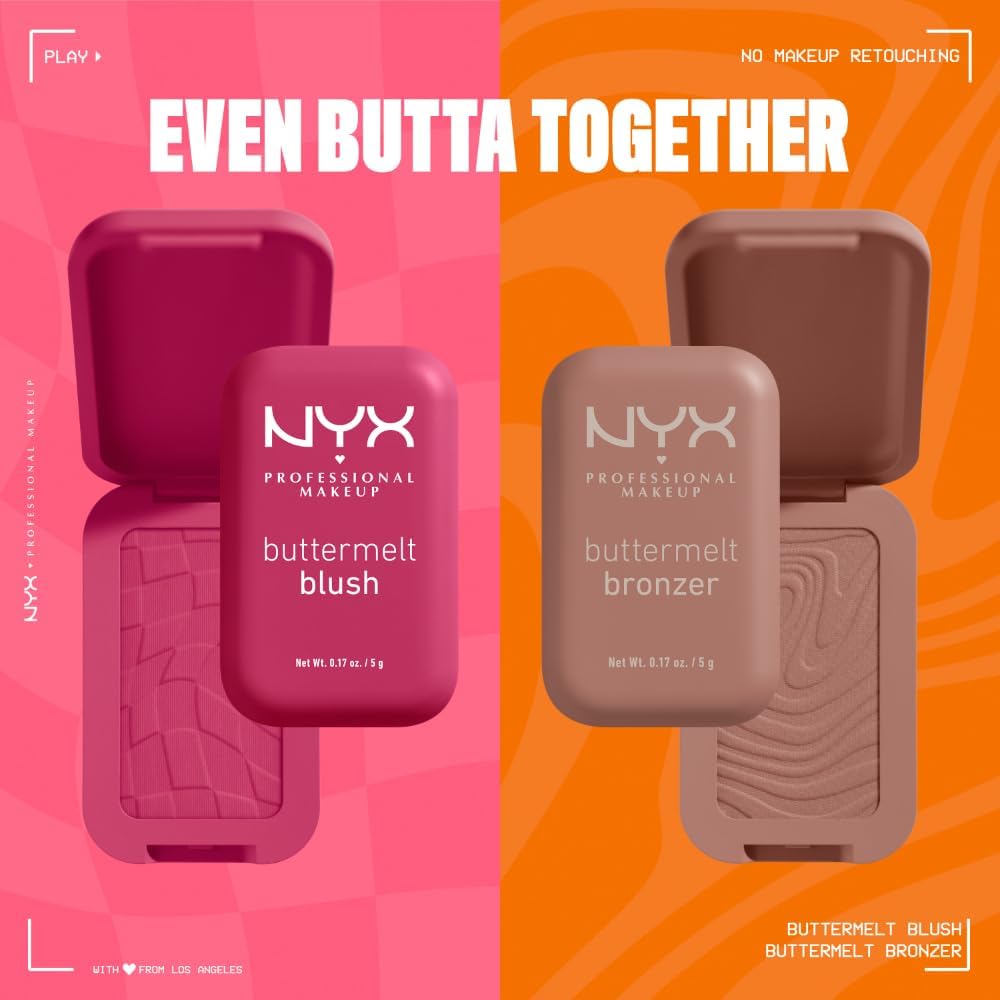 NYX Professional Makeup Buttermelt Blush, Powder Blush, up to 12 H Wear, Fade & Transfer Resistant, Butta Together