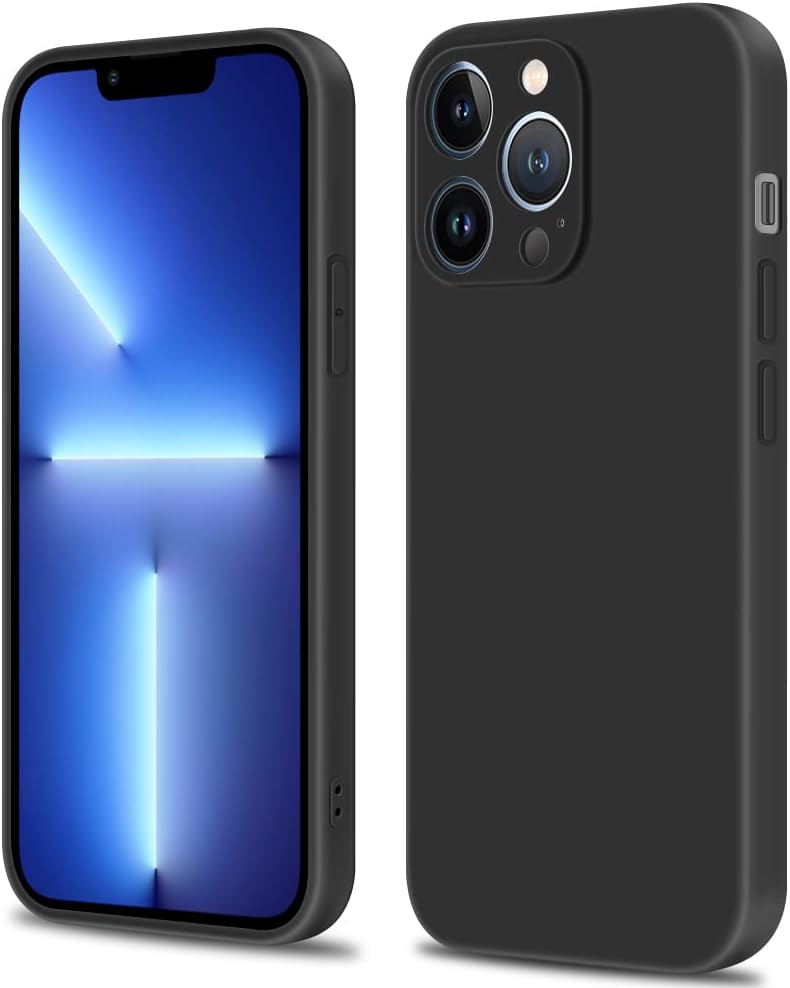 INFOSUN iPhone 15 Pro Case Silicone Protective Cover, Ultra Slim Soft Silicone Gel TPU Cover, Anti-Scratch Anti-Fingerprint Case Compatible with Apple iPhone 15 Pro(6.1Inch) (2023) (Black)