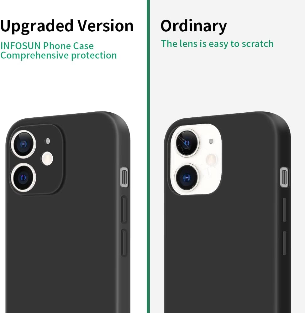 INFOSUN iPhone 15 Pro Case Silicone Protective Cover, Ultra Slim Soft Silicone Gel TPU Cover, Anti-Scratch Anti-Fingerprint Case Compatible with Apple iPhone 15 Pro(6.1Inch) (2023) (Black)