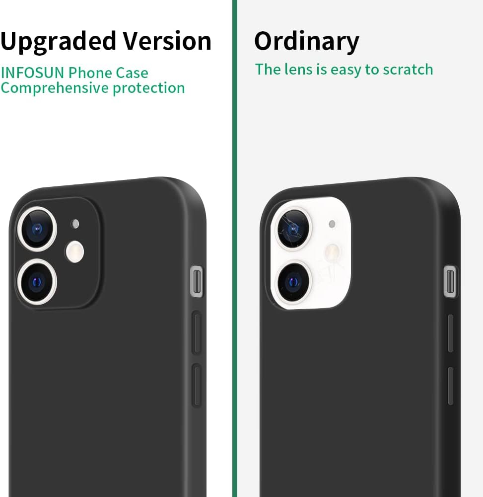 INFOSUN iPhone 15 Pro Case Silicone Protective Cover, Ultra Slim Soft Silicone Gel TPU Cover, Anti-Scratch Anti-Fingerprint Case Compatible with Apple iPhone 15 Pro(6.1Inch) (2023) (Black)