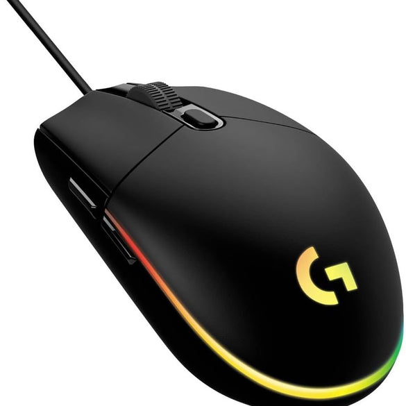 Logitech G203 Wired Gaming Mouse, 8,000 Dpi, Rainbow Optical Effect Lightsync Rgb, 6 Programmable Buttons, On-Board Memory, Screen Mapping, Pc/Mac Computer And Laptop Compatible - Black
