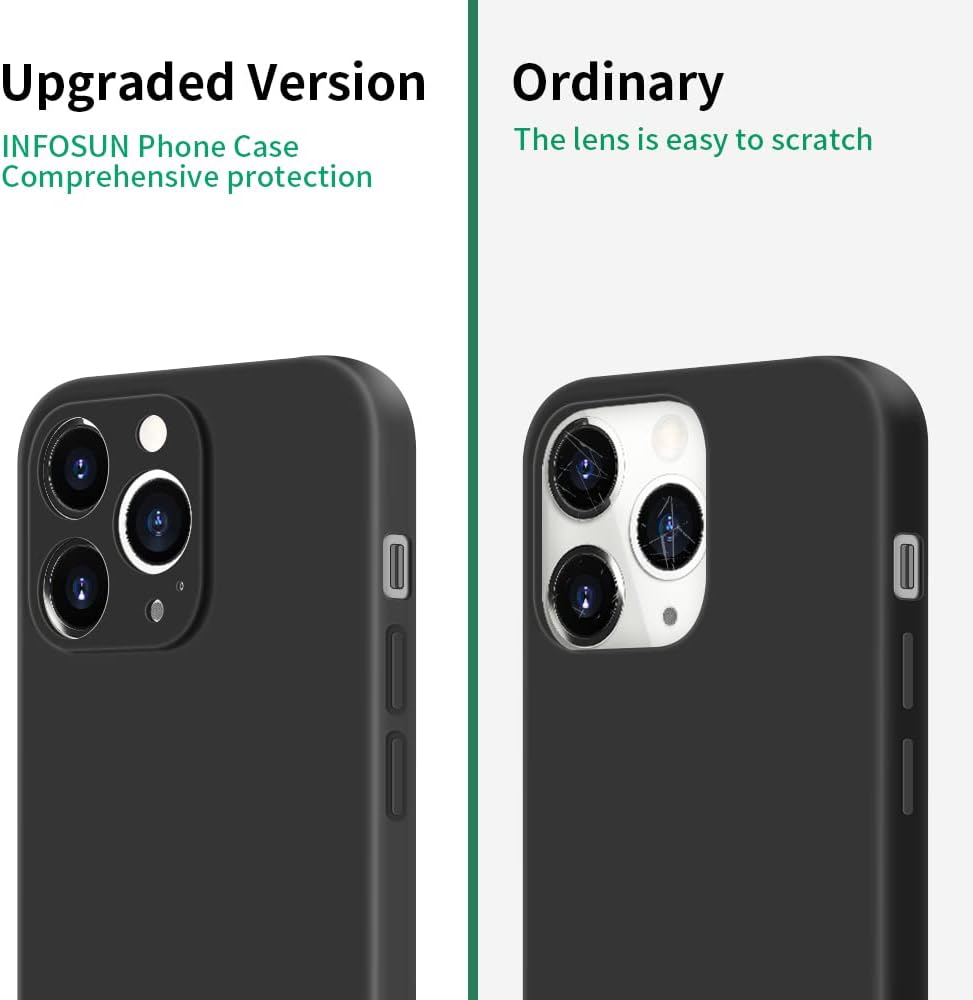 INFOSUN iPhone 15 Pro Case Silicone Protective Cover, Ultra Slim Soft Silicone Gel TPU Cover, Anti-Scratch Anti-Fingerprint Case Compatible with Apple iPhone 15 Pro(6.1Inch) (2023) (Black)