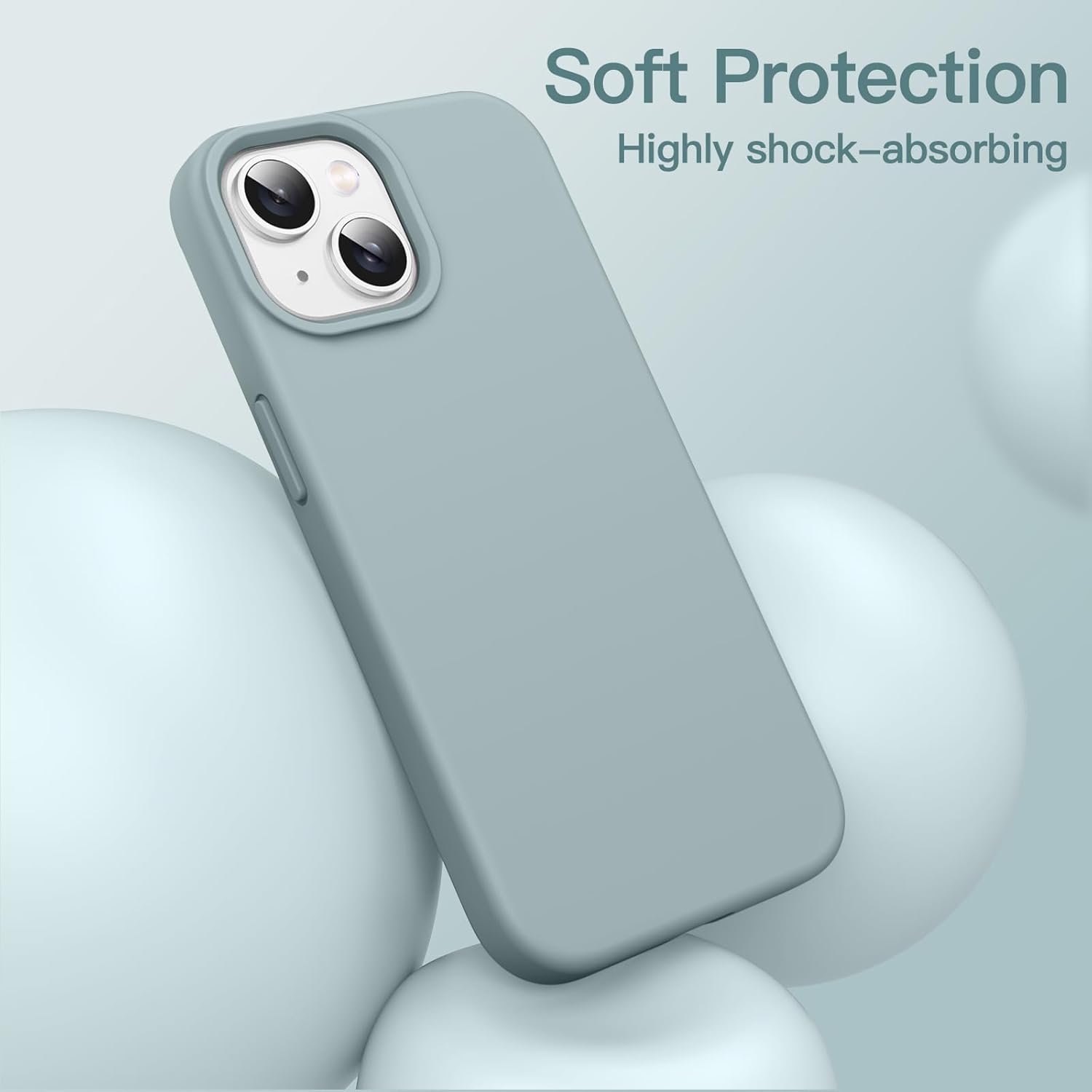 JETech Silicone Case for iPhone 14 6.1-Inch, Silky-Soft Touch Full-Body Protective Phone Case, Shockproof Cover with Microfiber Lining (Sierra Blue)