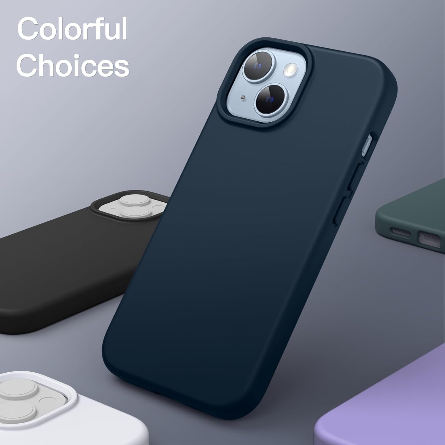 JETech Silicone Case for iPhone 14 6.1-Inch, Silky-Soft Touch Full-Body Protective Phone Case, Shockproof Cover with Microfiber Lining (Sierra Blue)