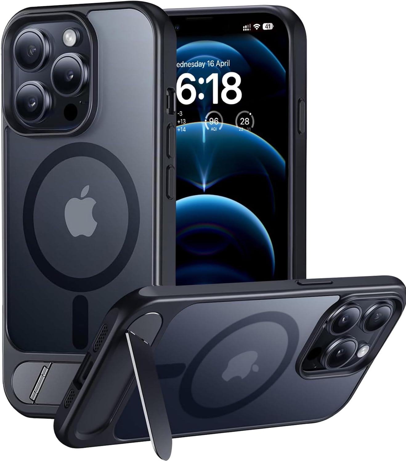 Eligo for iPhone 12 Pro Max Case, Compatible with MagSafe, Magnetic Cover with Invisible Stand, Shockproof Protection Phone Shell, Matte Kickstand Back Cases for Apple 12 Pro Max 6.7" (2020) (Black)