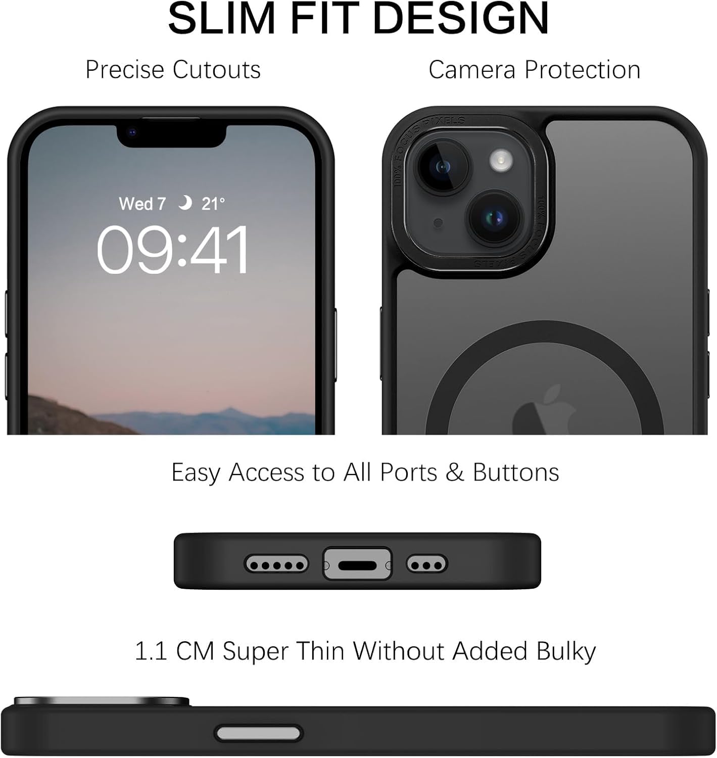 Eligo Magnetic Case for iPhone 11, Compatible with MagSafe Shockproof Protection Cover, Translucent Matte Phone Case with Strong Magnet, Slim Case for Apple 11 6.1 Inch (2019)(Black)