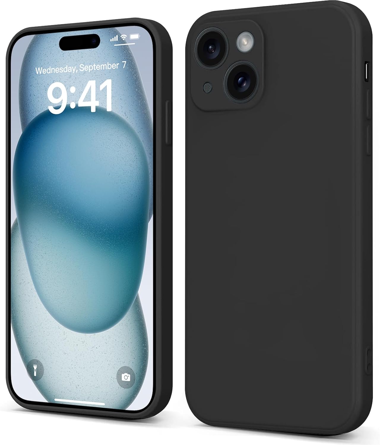 INFOSUN iPhone 15 Pro Case Silicone Protective Cover, Ultra Slim Soft Silicone Gel TPU Cover, Anti-Scratch Anti-Fingerprint Case Compatible with Apple iPhone 15 Pro(6.1Inch) (2023) (Black)