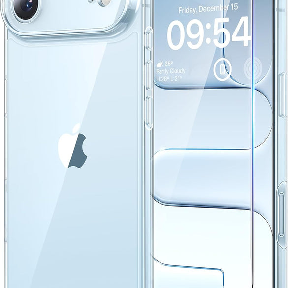 TAURI for iPhone 17 Pro Case with 1-Pack Screen Protector, Camera Lens Full Protection, Military-Grade Protection, Shockproof Transparent Back Bumper Phone Cover - Clear