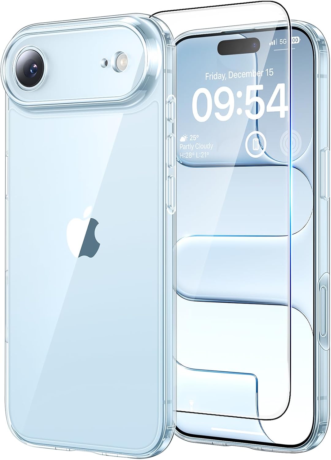 TAURI for iPhone 17 Pro Case with 1-Pack Screen Protector, Camera Lens Full Protection, Military-Grade Protection, Shockproof Transparent Back Bumper Phone Cover - Clear