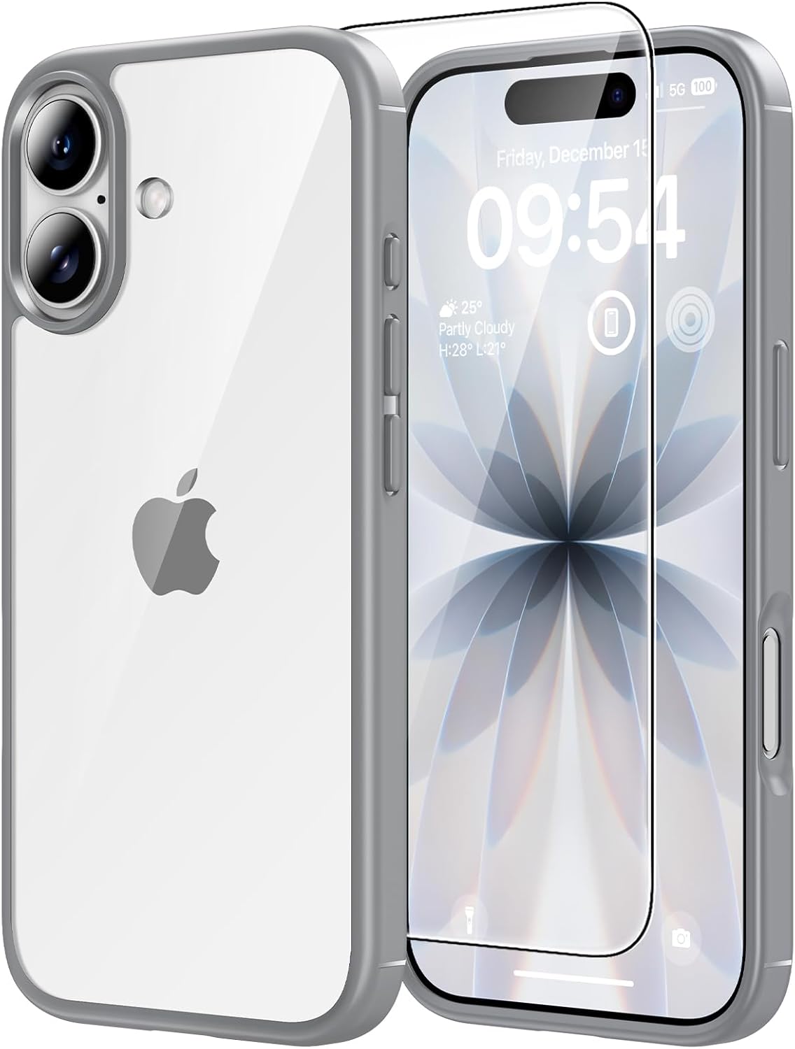 TAURI for iPhone 17 Pro Case with 1-Pack Screen Protector, Camera Lens Full Protection, Military-Grade Protection, Shockproof Transparent Back Bumper Phone Cover - Clear