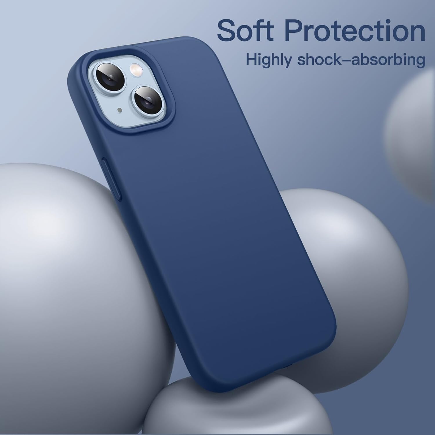 JETech Silicone Case for iPhone 14 6.1-Inch, Silky-Soft Touch Full-Body Protective Phone Case, Shockproof Cover with Microfiber Lining (Sierra Blue)