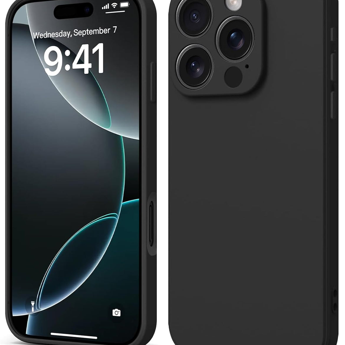 INFOSUN iPhone 15 Pro Case Silicone Protective Cover, Ultra Slim Soft Silicone Gel TPU Cover, Anti-Scratch Anti-Fingerprint Case Compatible with Apple iPhone 15 Pro(6.1Inch) (2023) (Black)
