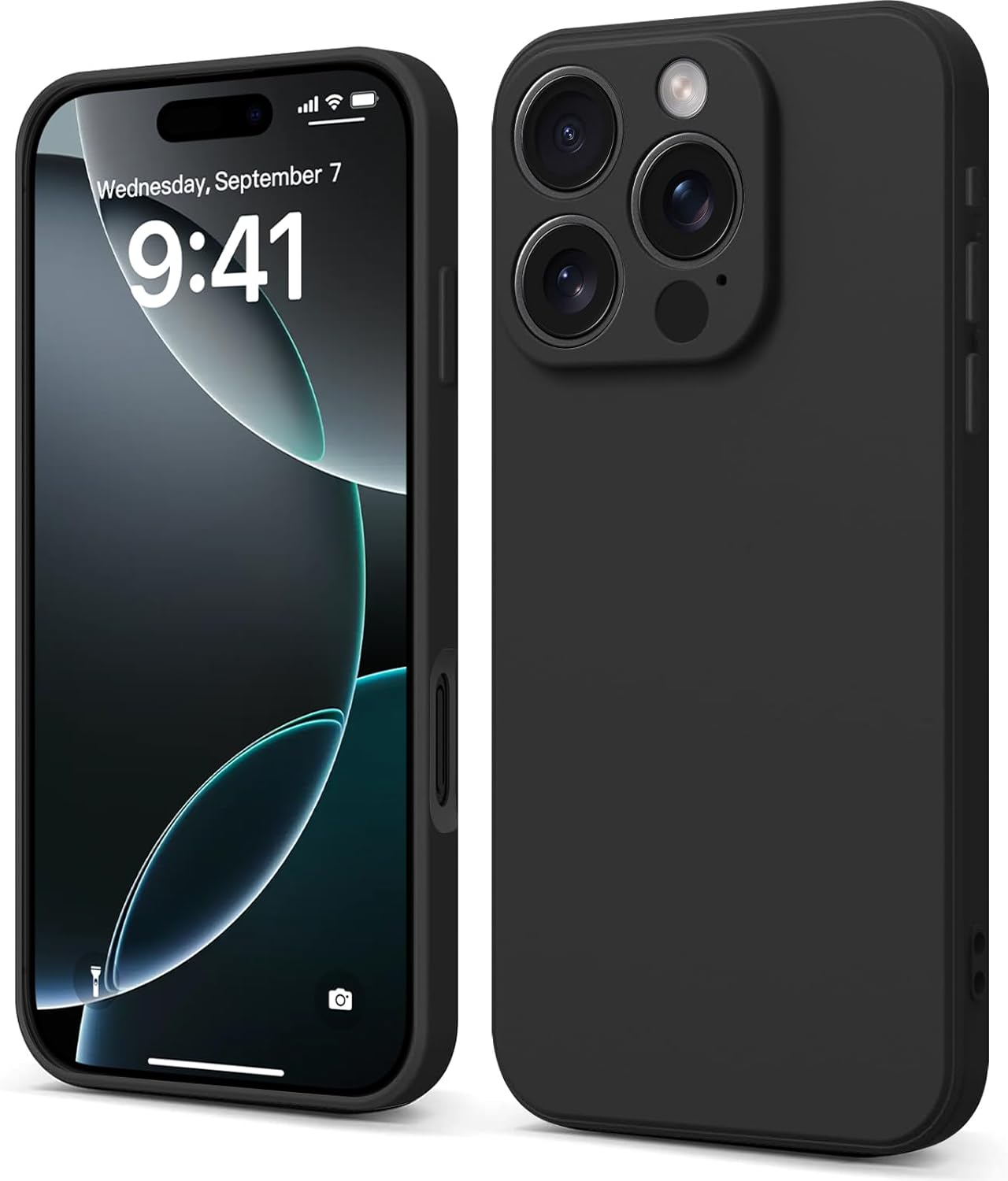 INFOSUN iPhone 15 Pro Case Silicone Protective Cover, Ultra Slim Soft Silicone Gel TPU Cover, Anti-Scratch Anti-Fingerprint Case Compatible with Apple iPhone 15 Pro(6.1Inch) (2023) (Black)