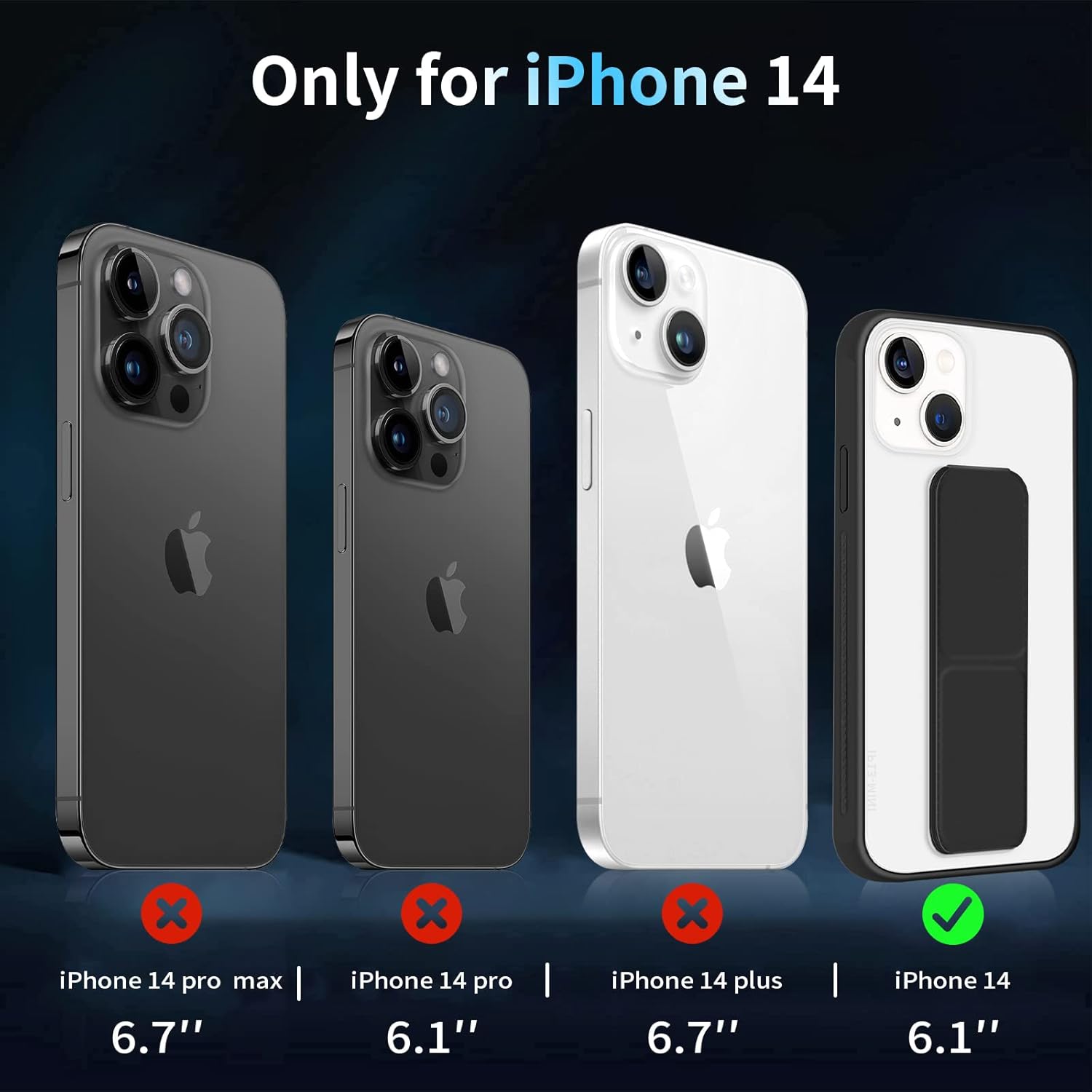 INFOSUN for iPhone 14 Pro Case Stand Cover Matte Cases with Frosted Back Hand Grip Kickstand Cover Holder Shockproof Translucent Design for iPhone 14 Pro (6.1 Inch) (2022) (Black)