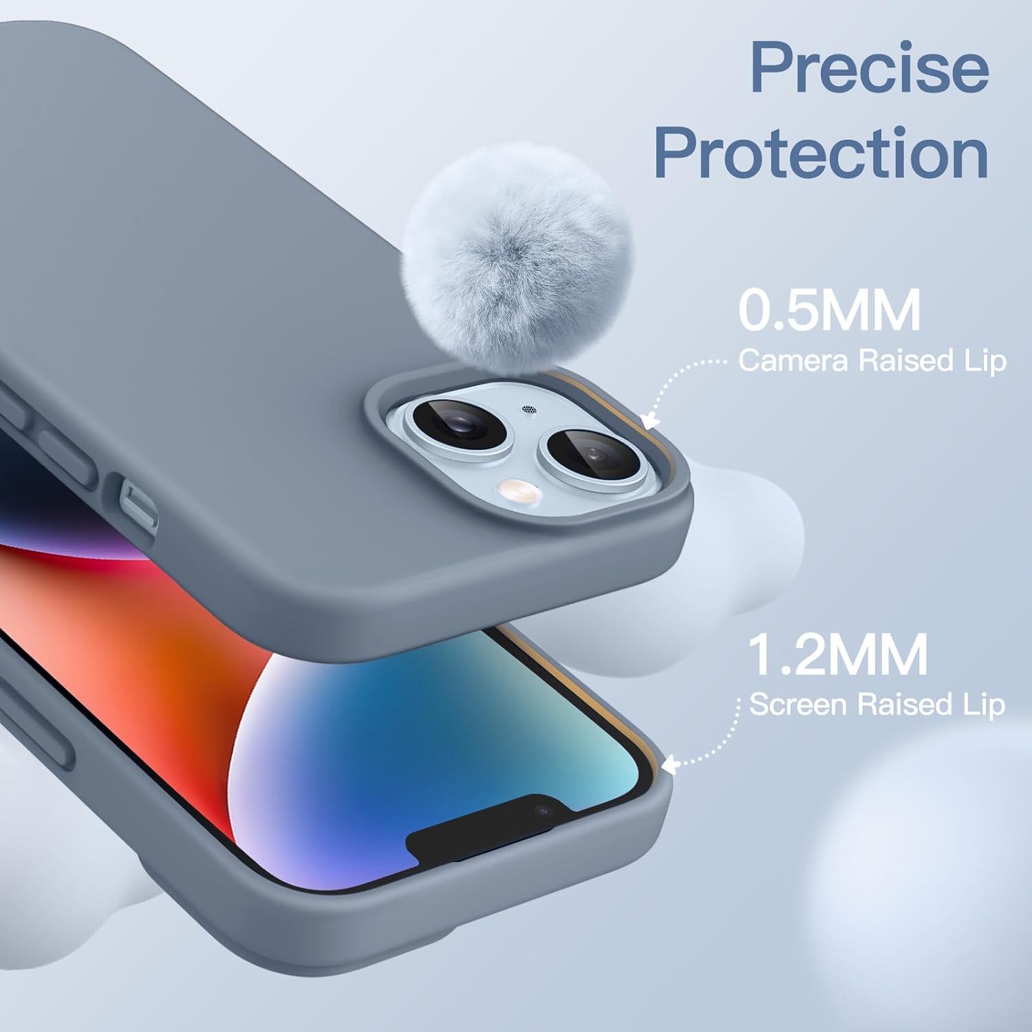 JETech Silicone Case for iPhone 14 6.1-Inch, Silky-Soft Touch Full-Body Protective Phone Case, Shockproof Cover with Microfiber Lining (Sierra Blue)