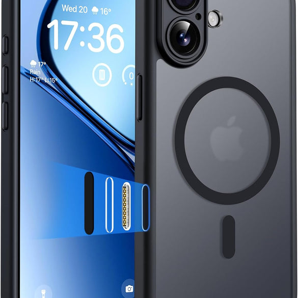 TOCOL for iPhone 17 Pro Max Case 6.9-inch, Built-in Magnetic Ring, Upgraded Camera Protection, Compatible with Magsafe, Military Grade Shockproof, Non-slip Translucent Matte Case, Black