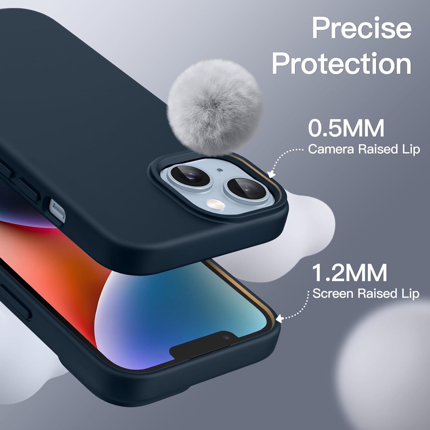 JETech Silicone Case for iPhone 14 6.1-Inch, Silky-Soft Touch Full-Body Protective Phone Case, Shockproof Cover with Microfiber Lining (Sierra Blue)