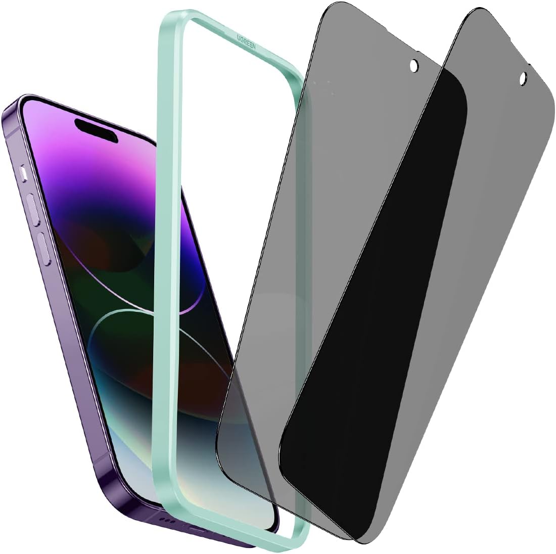 UGREEN 2 Pack for iPhone 17 Pro Max Screen Protector Privacy 6.9'' 100% Privacy Protection 1:1 Full Coverage Military Grade 9H Tempered Glass Anti-Spy Screen Protector Easy to Install