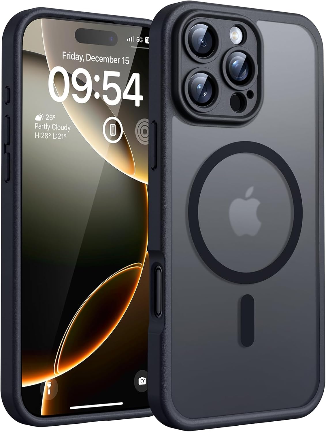 TOCOL for iPhone 17 Pro Max Case 6.9-inch, Built-in Magnetic Ring, Upgraded Camera Protection, Compatible with Magsafe, Military Grade Shockproof, Non-slip Translucent Matte Case, Black