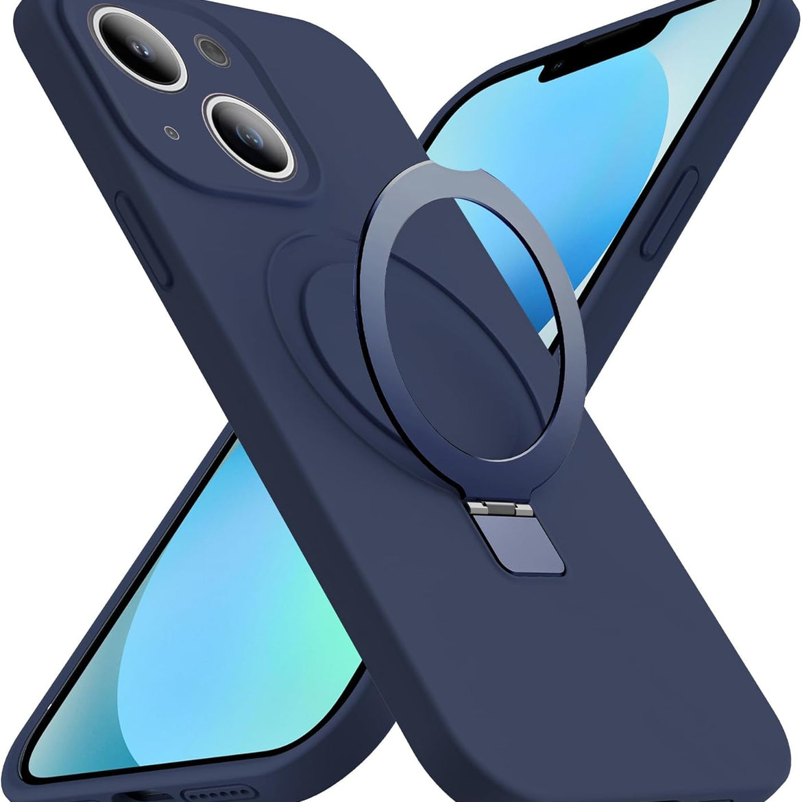 Eligo for iPhone 14 Pro Case, Compatible with MagSafe, with Magnetic Invisible Stand,【Shockproof Military-Grade Protection】Soft Silicone Phone Cover with Kickstand for Apple 14 Pro (Black)