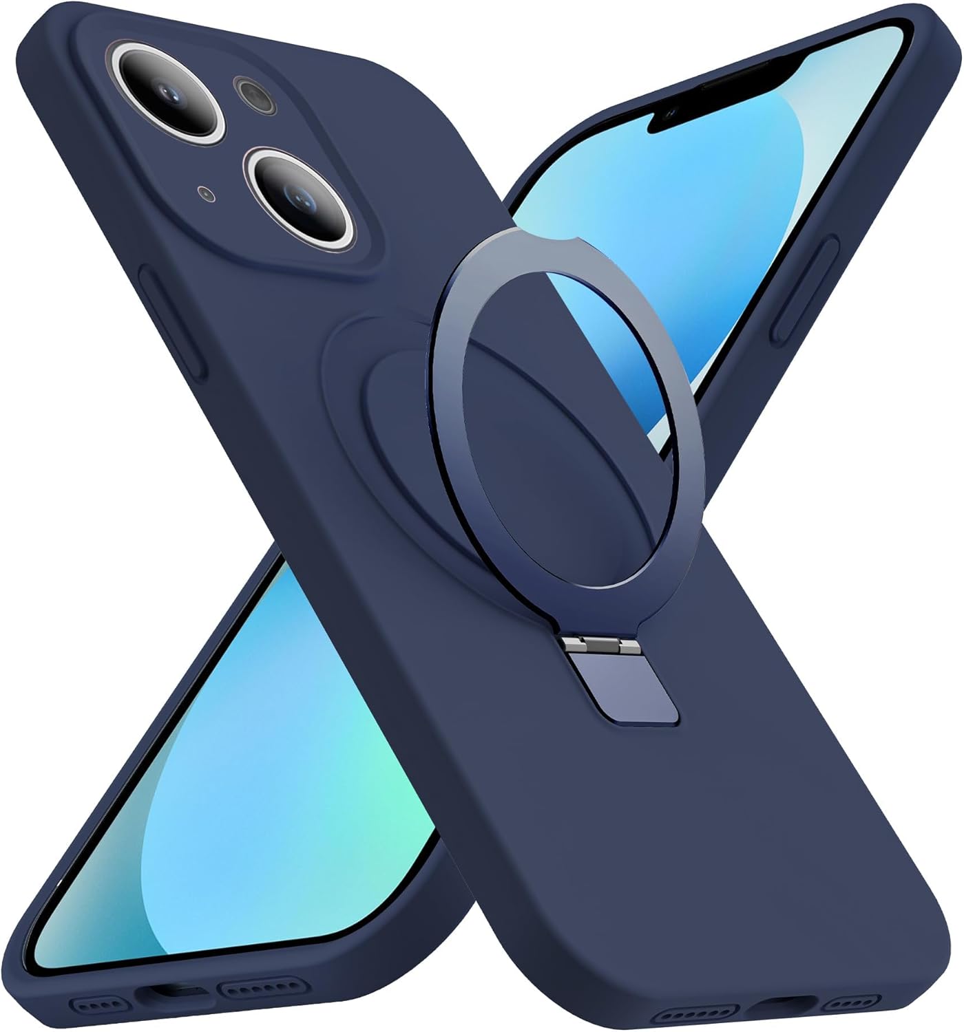 Eligo for iPhone 14 Pro Case, Compatible with MagSafe, with Magnetic Invisible Stand,【Shockproof Military-Grade Protection】Soft Silicone Phone Cover with Kickstand for Apple 14 Pro (Black)
