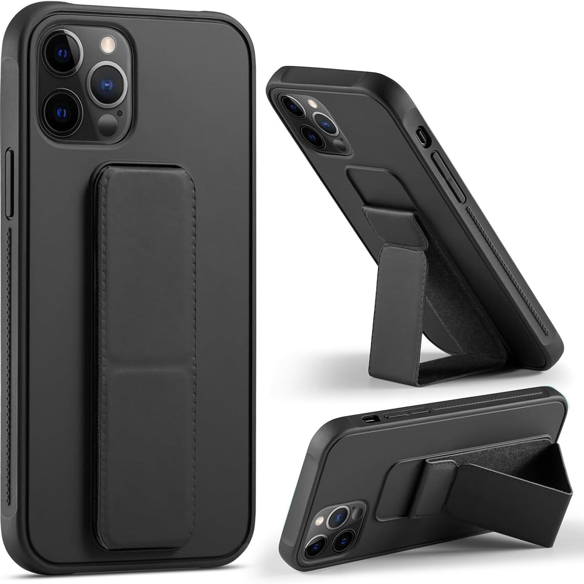 Compatible with iPhone 14 Plus Case with Stand, Multi-Functional Magnetic Vertical & Horizontal Kickstand Protective Phone Case, Candy Color Slim Cute Hybrid Cover (Black, iphone 14 plus)