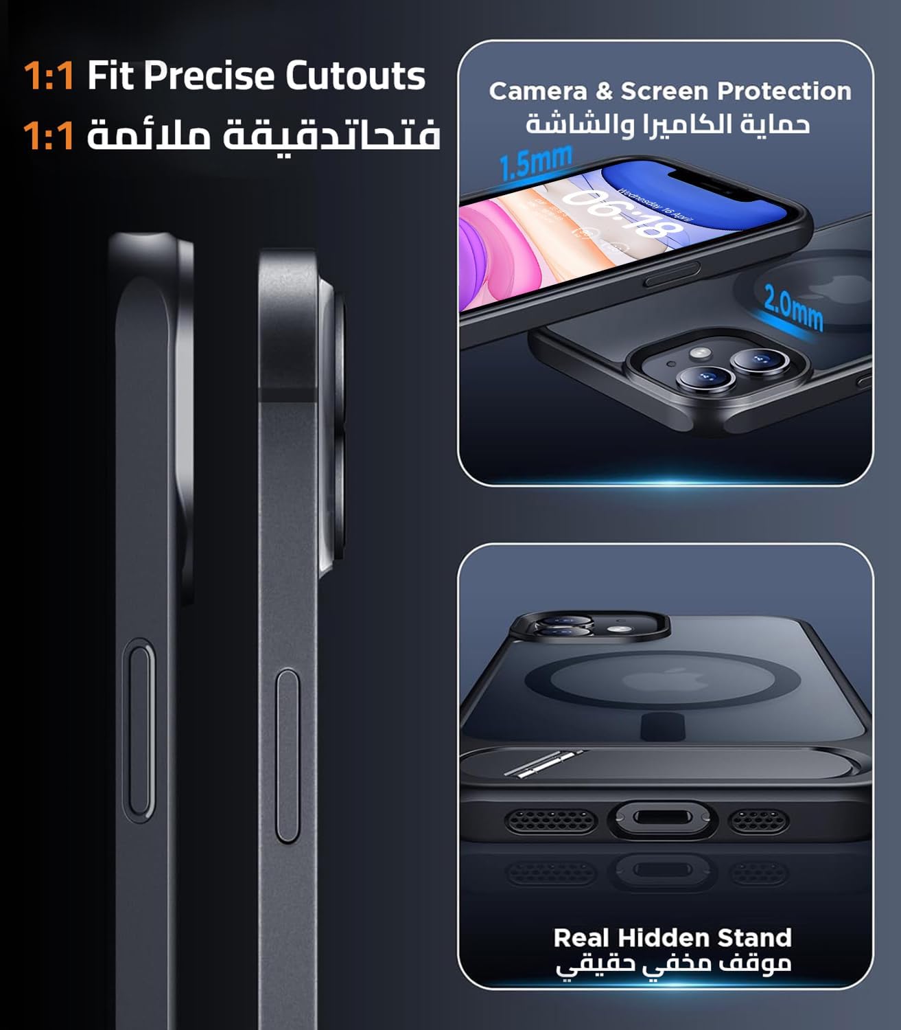 Eligo for iPhone 12 Pro Max Case, Compatible with MagSafe, Magnetic Cover with Invisible Stand, Shockproof Protection Phone Shell, Matte Kickstand Back Cases for Apple 12 Pro Max 6.7" (2020) (Black)