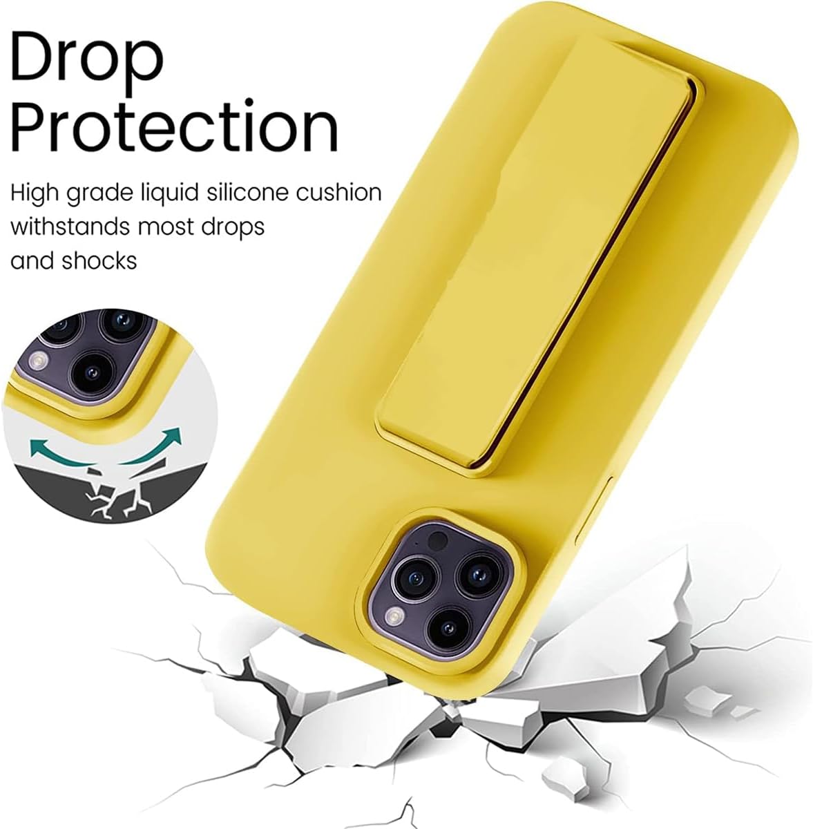 Compatible with iPhone 14 Plus Case with Stand, Multi-Functional Magnetic Vertical & Horizontal Kickstand Protective Phone Case, Candy Color Slim Cute Hybrid Cover (Black, iphone 14 plus)