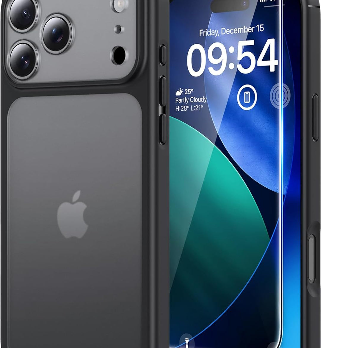 TAURI for iPhone 17 Pro Case with 1-Pack Screen Protector, Camera Lens Full Protection, Military-Grade Protection, Shockproof Transparent Back Bumper Phone Cover - Clear