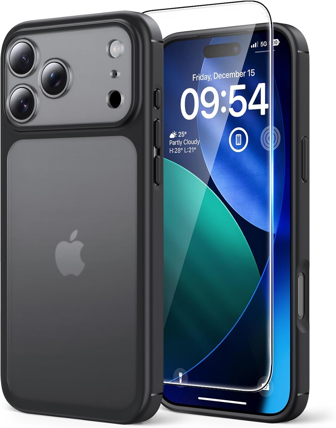 TAURI for iPhone 17 Pro Case with 1-Pack Screen Protector, Camera Lens Full Protection, Military-Grade Protection, Shockproof Transparent Back Bumper Phone Cover - Clear