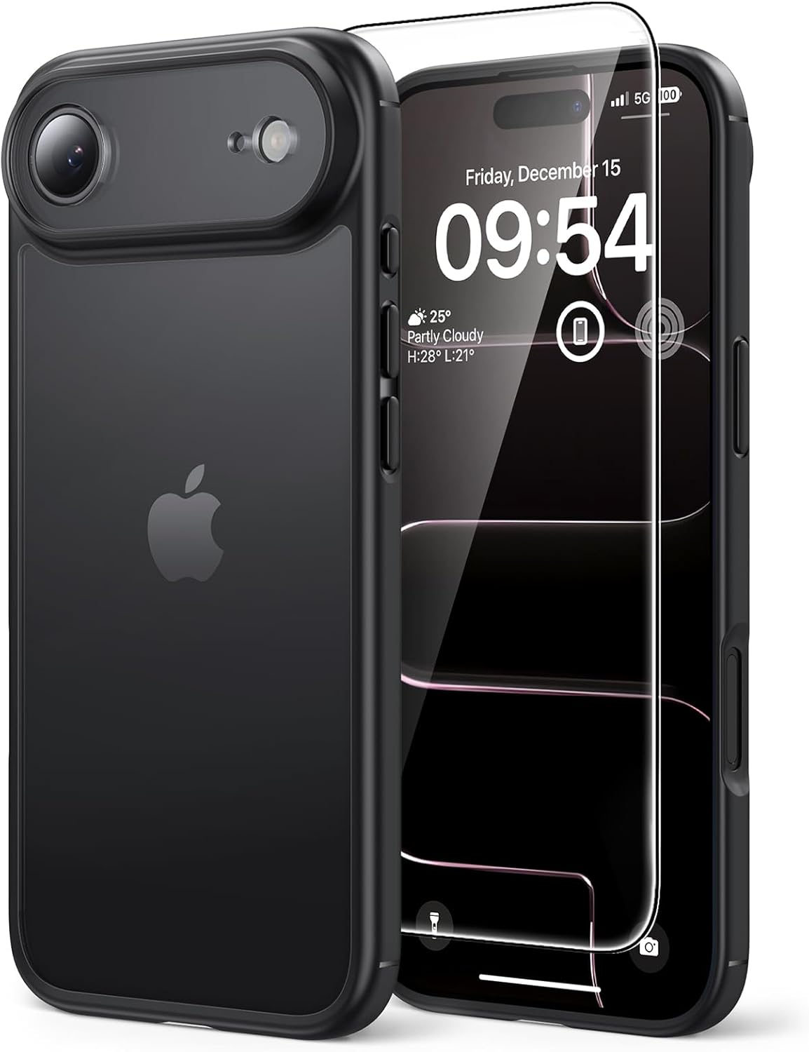 TAURI for iPhone 17 Pro Case with 1-Pack Screen Protector, Camera Lens Full Protection, Military-Grade Protection, Shockproof Transparent Back Bumper Phone Cover - Clear