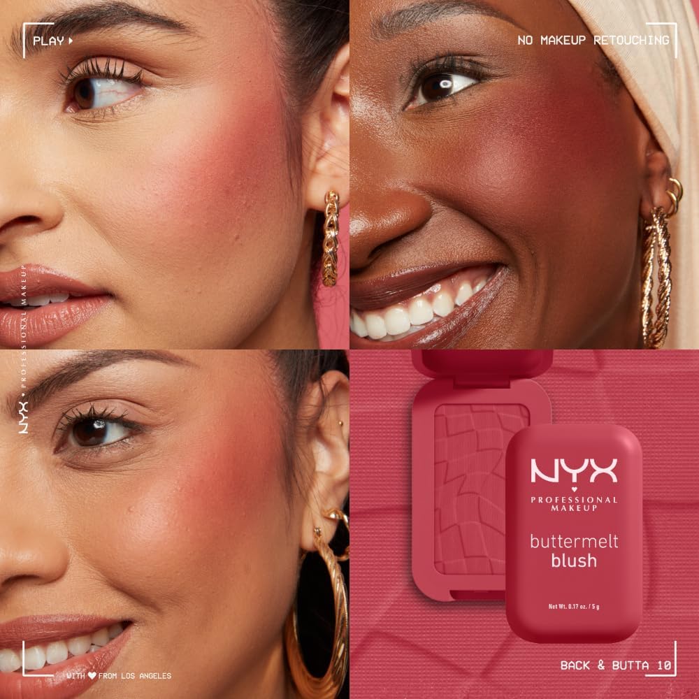NYX Professional Makeup Buttermelt Blush, Powder Blush, up to 12 H Wear, Fade & Transfer Resistant, Butta Together