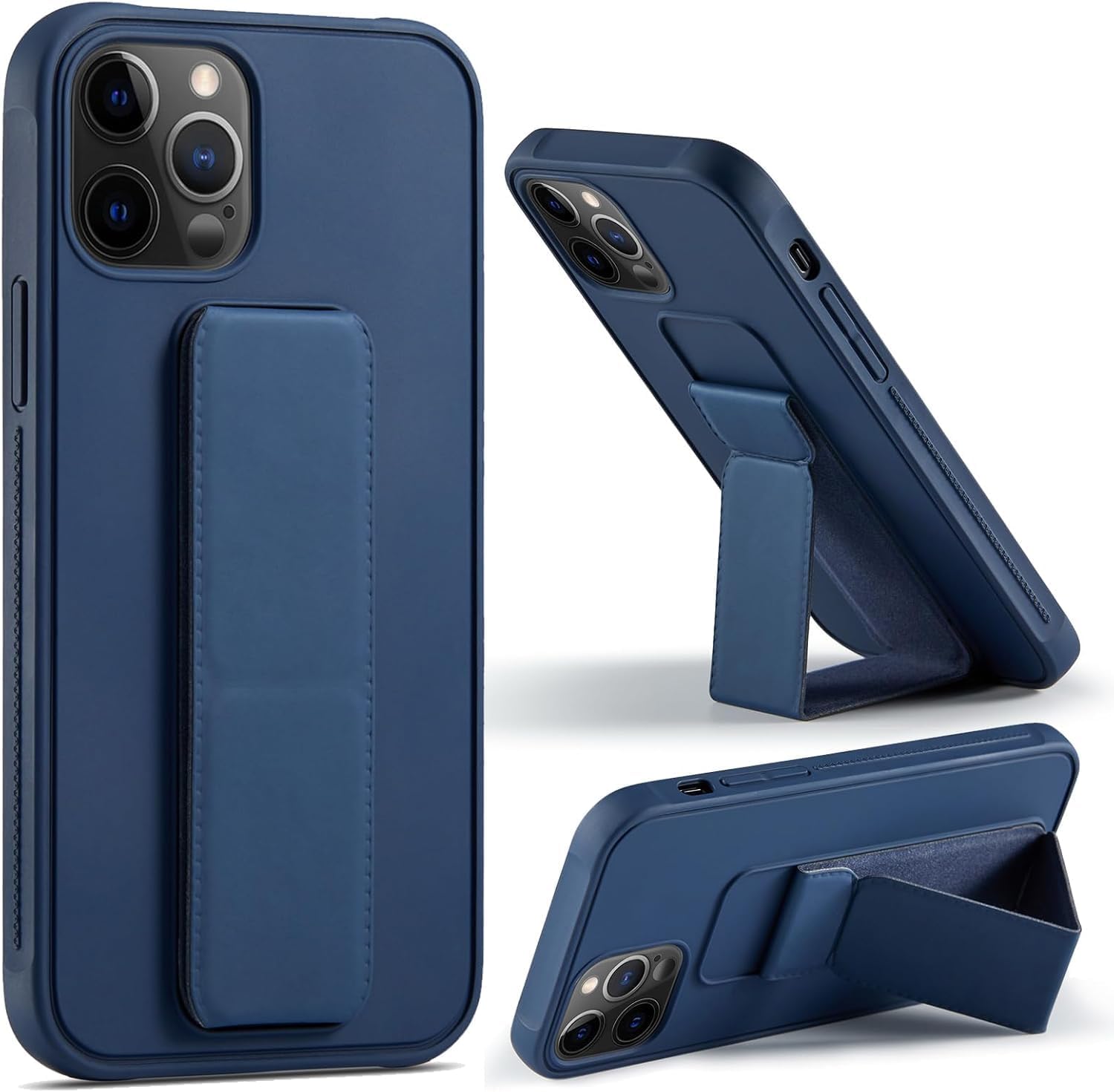 Compatible with iPhone 14 Plus Case with Stand, Multi-Functional Magnetic Vertical & Horizontal Kickstand Protective Phone Case, Candy Color Slim Cute Hybrid Cover (Black, iphone 14 plus)