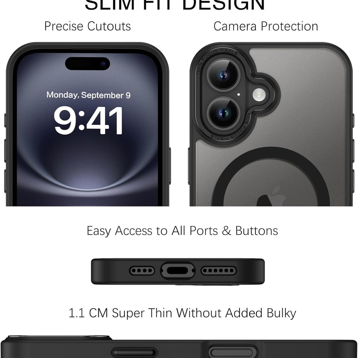 Eligo Magnetic Case for iPhone 11, Compatible with MagSafe Shockproof Protection Cover, Translucent Matte Phone Case with Strong Magnet, Slim Case for Apple 11 6.1 Inch (2019)(Black)
