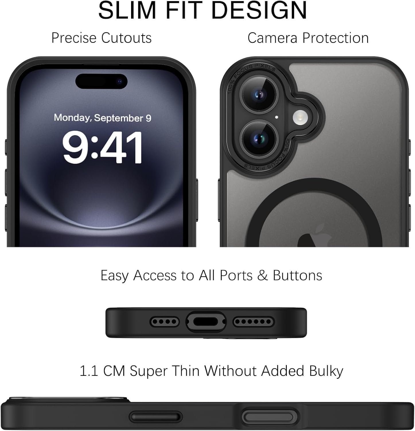 Eligo Magnetic Case for iPhone 11, Compatible with MagSafe Shockproof Protection Cover, Translucent Matte Phone Case with Strong Magnet, Slim Case for Apple 11 6.1 Inch (2019)(Black)