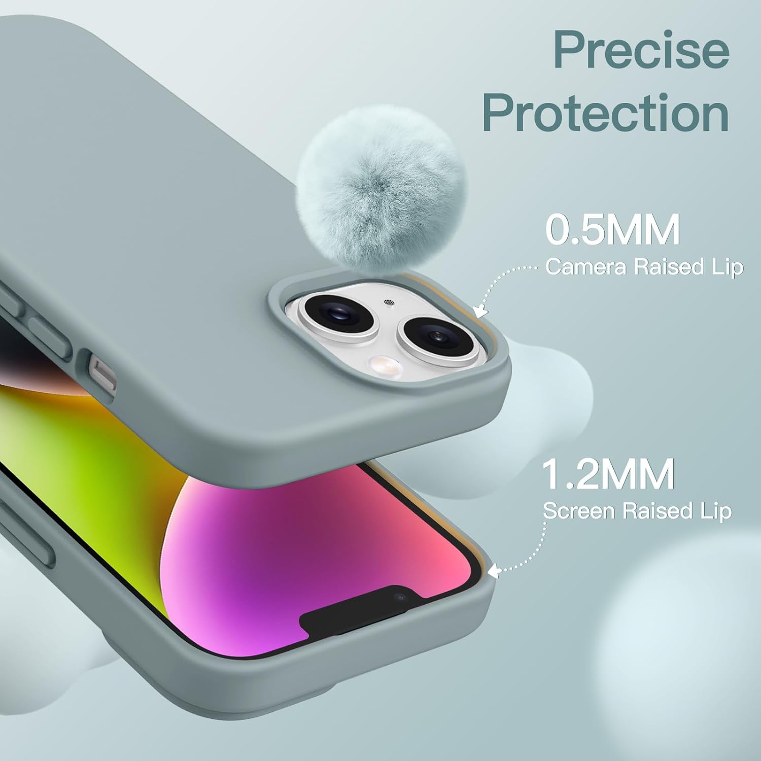 JETech Silicone Case for iPhone 14 6.1-Inch, Silky-Soft Touch Full-Body Protective Phone Case, Shockproof Cover with Microfiber Lining (Sierra Blue)