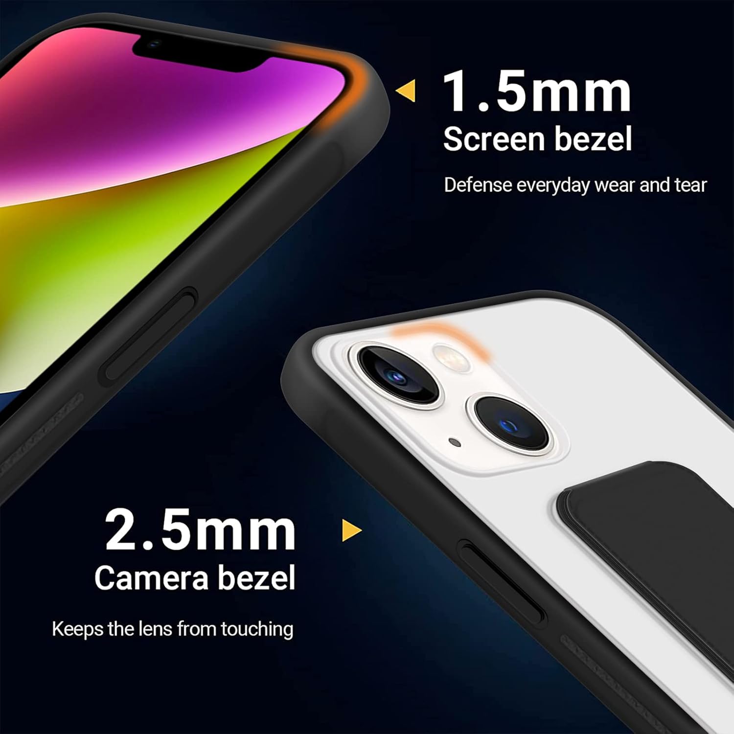 INFOSUN for iPhone 14 Pro Case Stand Cover Matte Cases with Frosted Back Hand Grip Kickstand Cover Holder Shockproof Translucent Design for iPhone 14 Pro (6.1 Inch) (2022) (Black)