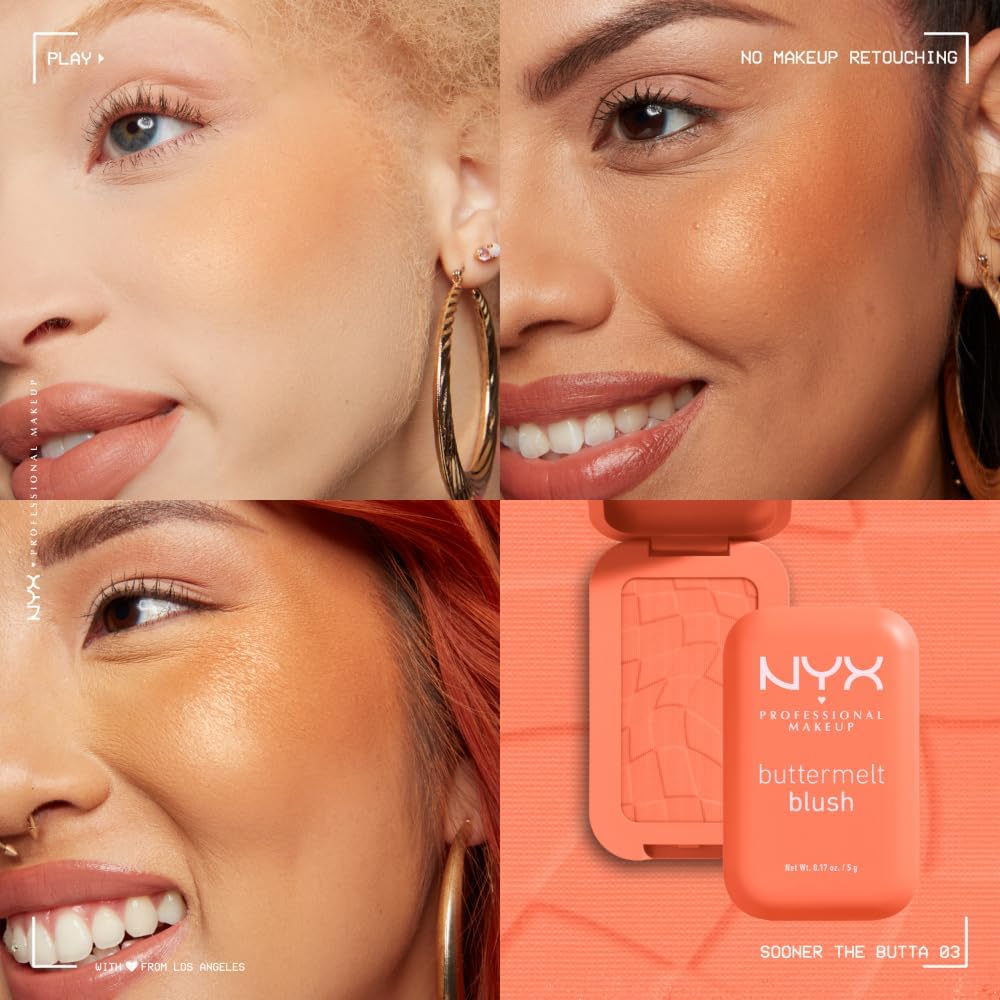 NYX Professional Makeup Buttermelt Blush, Powder Blush, up to 12 H Wear, Fade & Transfer Resistant, Butta Together