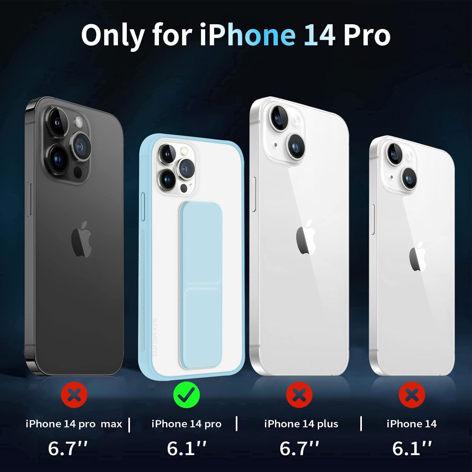 INFOSUN for iPhone 14 Pro Case Stand Cover Matte Cases with Frosted Back Hand Grip Kickstand Cover Holder Shockproof Translucent Design for iPhone 14 Pro (6.1 Inch) (2022) (Black)