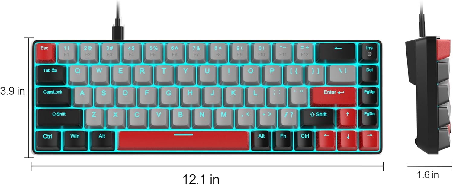 MageGee Portable 60% Mechanical Gaming Keyboard (Grey/Blue Switch)