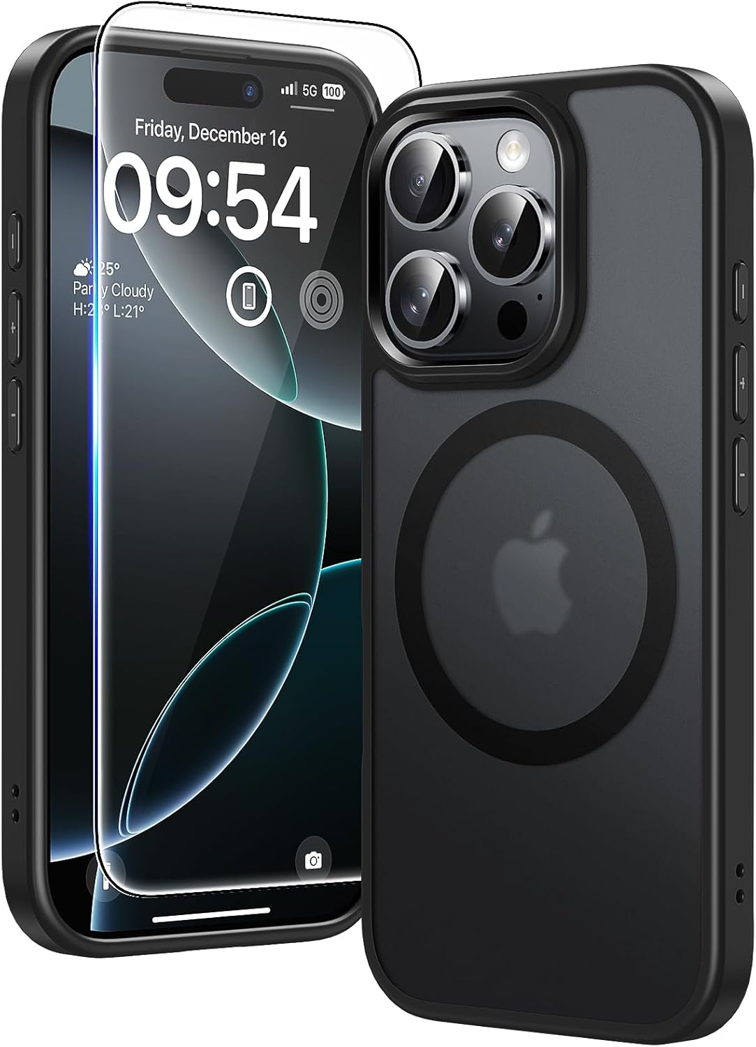 TAURI for iPhone 17 Pro Case with 1-Pack Screen Protector, Camera Lens Full Protection, Military-Grade Protection, Shockproof Transparent Back Bumper Phone Cover - Clear