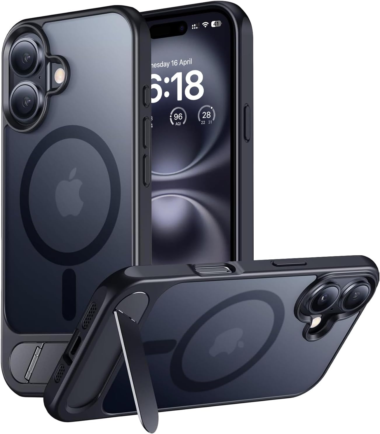 Eligo for iPhone 12 Pro Max Case, Compatible with MagSafe, Magnetic Cover with Invisible Stand, Shockproof Protection Phone Shell, Matte Kickstand Back Cases for Apple 12 Pro Max 6.7" (2020) (Black)