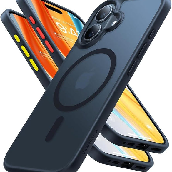 TORRAS Magnetic Shockproof for iPhone 17 Pro Case, Compatible with Magsafe, Military-Grade Drop Tested, Translucent Slim Protective for iPhone 17 Pro Case Anti-Fingerprint Anti-Scratch, Deep Blue