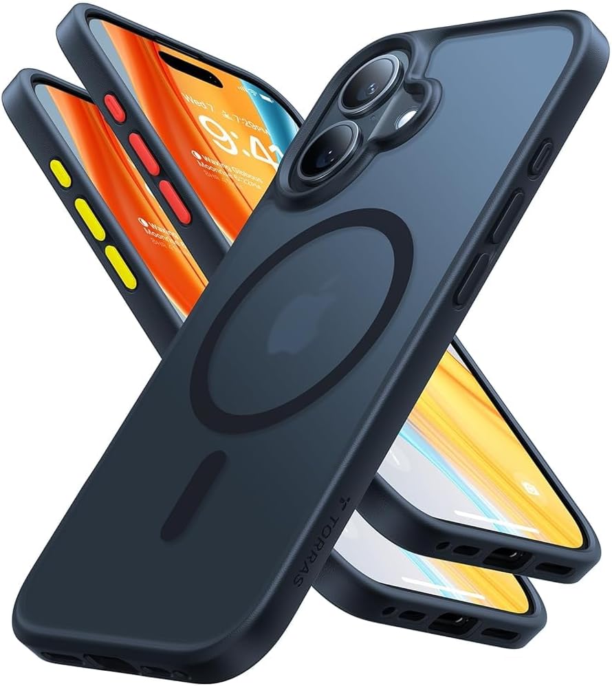 TORRAS Magnetic Shockproof for iPhone 17 Pro Case, Compatible with Magsafe, Military-Grade Drop Tested, Translucent Slim Protective for iPhone 17 Pro Case Anti-Fingerprint Anti-Scratch, Deep Blue