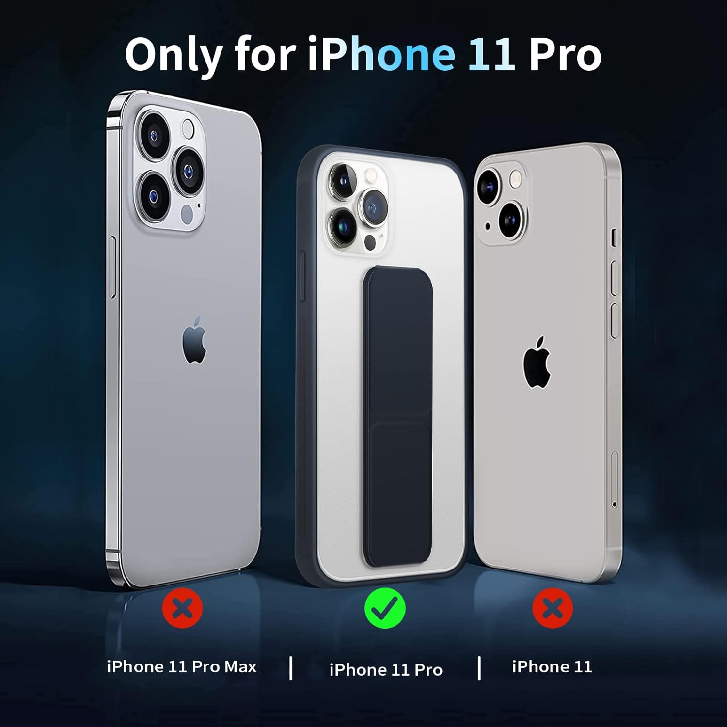 INFOSUN for iPhone 14 Pro Case Stand Cover Matte Cases with Frosted Back Hand Grip Kickstand Cover Holder Shockproof Translucent Design for iPhone 14 Pro (6.1 Inch) (2022) (Black)