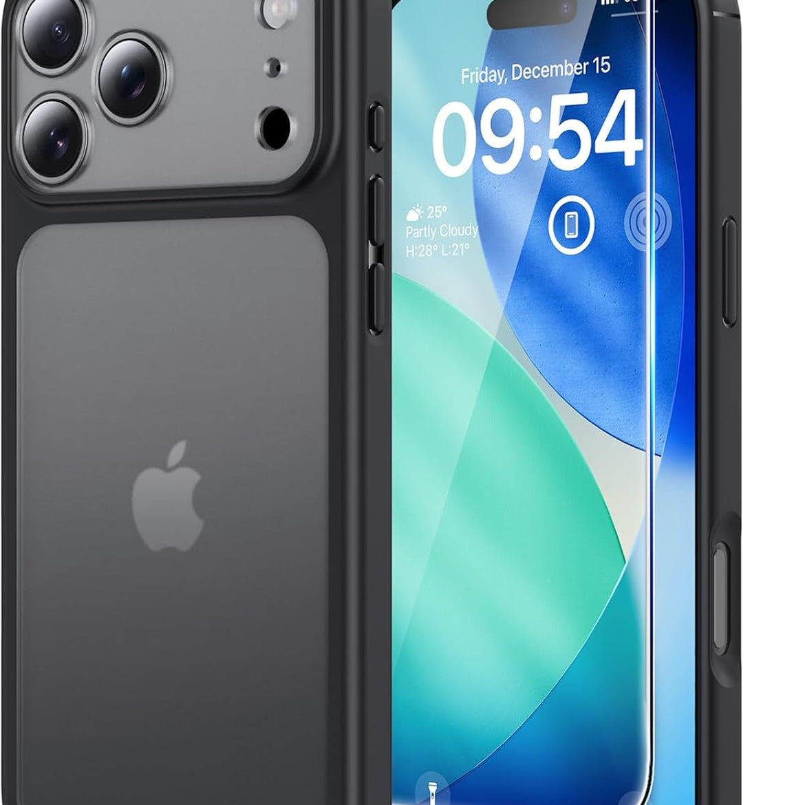 TAURI for iPhone 17 Pro Case with 1-Pack Screen Protector, Camera Lens Full Protection, Military-Grade Protection, Shockproof Transparent Back Bumper Phone Cover - Clear