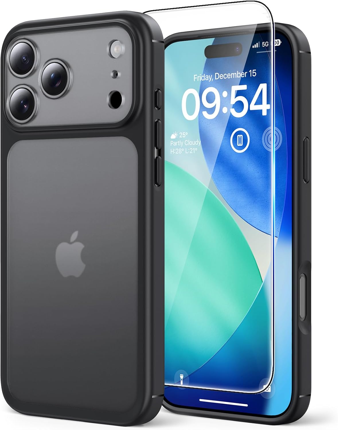 TAURI for iPhone 17 Pro Case with 1-Pack Screen Protector, Camera Lens Full Protection, Military-Grade Protection, Shockproof Transparent Back Bumper Phone Cover - Clear
